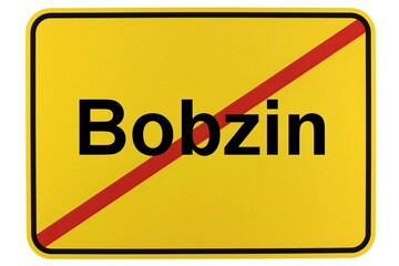 Illustration eines Ortsschildes der Gemeinde Bobzin in Mecklenburg-Vorpommern