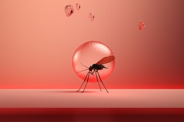 3d graphic illustration of a mosquito representing disease such as malaria, and dengue