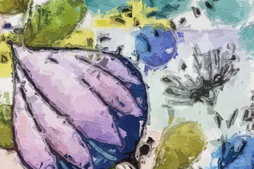 Oil painting and various beautiful flower illustrations for weddings