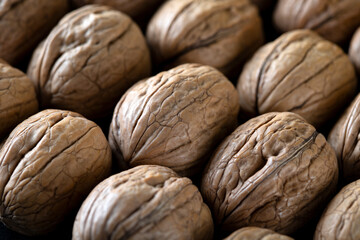 Close-up of a group of shelled walnuts