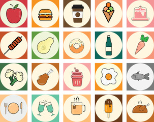 set of icons for food vector illustration