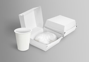 white burger box with cup