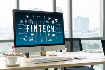 Fintech financial technology software for modish business to analyze marketing strategy