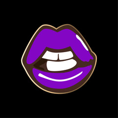 Purple lips Vector graphic T shirt design. Funny pin graphics designs. Download it Now