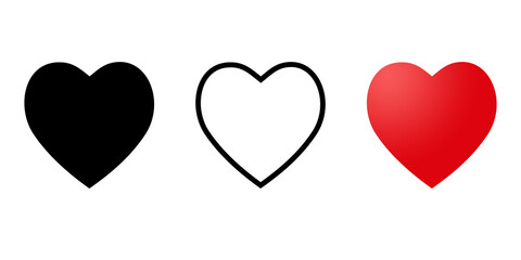 Hearts icons. Love symbol collection.