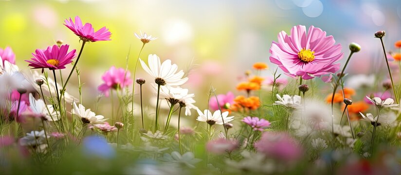 In the vibrant and picturesque garden, amidst the lush green grass and blooming flowers, a white floral gift radiated the beauty of summer with its colorful pink petals, creating a mesmerizing sight