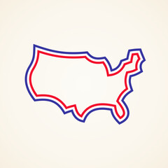 United States - Stylized outline map in colors of the flag