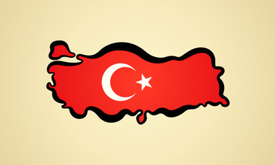 Turkey - Map colored with flag