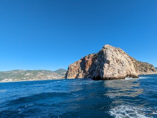 Alanya harbour and beaches on the Turkish riviera coast line,Alanya region,Turkey,panorama landscape view