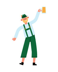 germany man with lederhosen and beer mug