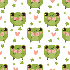 vector funny seamless childish pattern of cute frogs