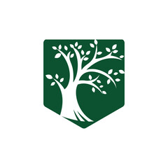 Green tree vector logo design template.