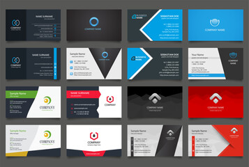 Set of corporate business card graphic design.