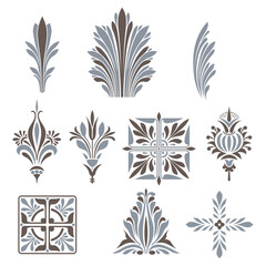 Set of decorative ornamental elements.