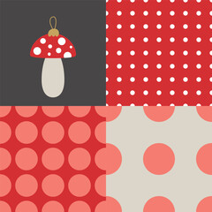 Set of seamless geometric polka dot patterns. Template for paper, fabric, textile. Vector illustration on isolated background in modern style.