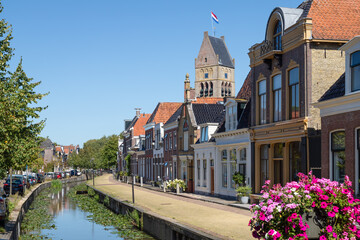 Cityscape of the picturesque town of Bolsward in the province of Friesland, Netherlands. - obrazy, fototapety, plakaty