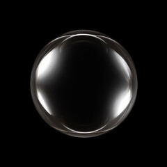 Transparent glass ball isolated on black background, AI Generative.
