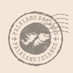 Stamp Postal of  Falkland Islands. Map Silhouette rubber Seal.  Design Retro Travel. Seal of Map Falkland Islands grunge  for your design.  EPS10