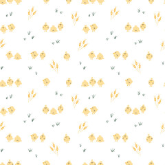 Cute chicken Seamless Pattern, Cartoon Doodle chickens Background vector Illustration
