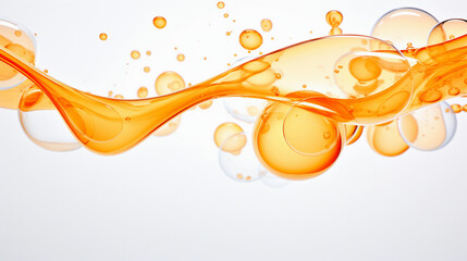 Cosmetic Harmony: Tranquil Orange Bubbles on White Background