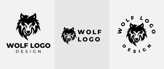Vintage Wild Wolf Logo Vector Illustration. wild head wolf fierce face logo design inspiration © iamfrk7