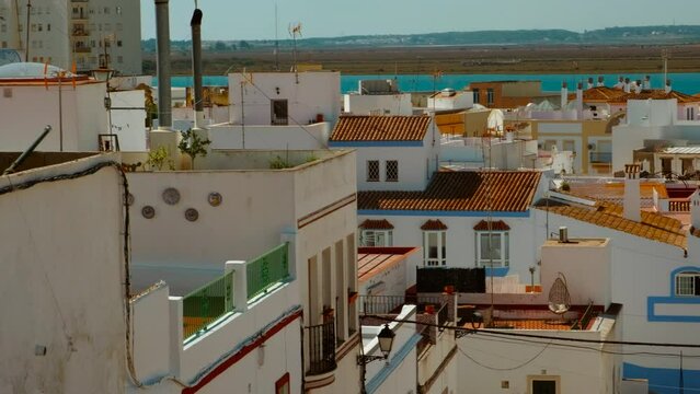Traditional whitewashed Andalusian streets in Ayamonte, Huelva, Andalucia, Spain, a picturesque blend of charm and history