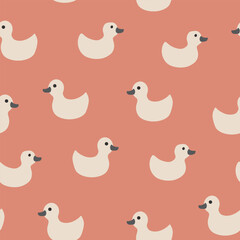 Cute rubber duck Seamless Pattern, Cartoon ducks Background vector Illustration.