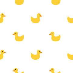 Cute rubber duck Seamless Pattern, Cartoon ducks Background vector Illustration.