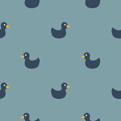 Cute rubber duck Seamless Pattern, Cartoon ducks Background vector Illustration.