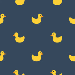 Cute rubber duck Seamless Pattern, Cartoon ducks Background vector Illustration.