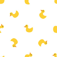 Cute rubber duck Seamless Pattern, Cartoon ducks Background vector Illustration.