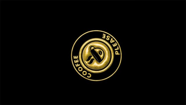 Coffee please gold logo animation with rotation motion and black background