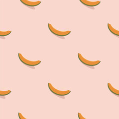 Melon seamless pattern. Vegan organic eco fruit background. vector illustration