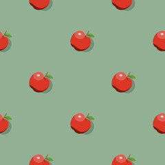 Apple seamless pattern. Vegan organic eco fruit background. vector illustration