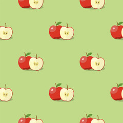 Apple seamless pattern. Vegan organic eco fruit background. vector illustration