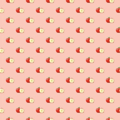 Apple seamless pattern. Vegan organic eco fruit background. vector illustration