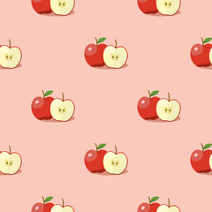 Apple seamless pattern. Vegan organic eco fruit background. vector illustration