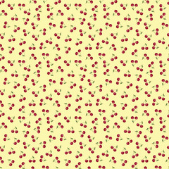 Cherry seamless pattern. Vegan organic eco fruit background. vector illustration
