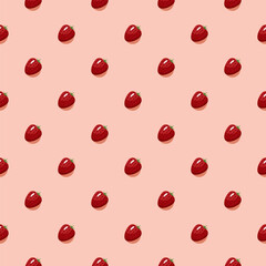 Strawberry fruit seamless pattern. Vegan organic eco fruit background. vector illustration