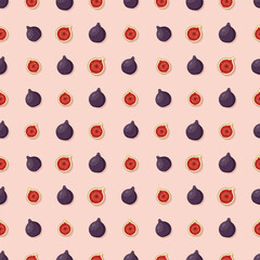 Fig seamless pattern. Vegan organic eco fruit background. vector illustration