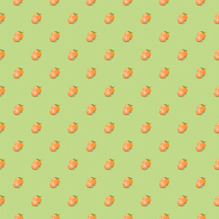 Orange fruit seamless pattern. Vegan organic eco product background. vector illustration.