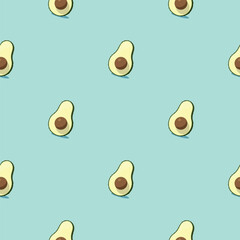 Avocado seamless pattern. Vegan organic eco fruit background. vector illustration.