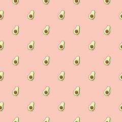 Avocado seamless pattern. Vegan organic eco fruit background. vector illustration.