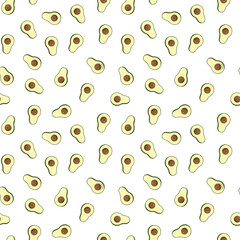 Avocado seamless pattern. Vegan organic eco fruit background. vector illustration.