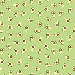 Avocado seamless pattern. Vegan organic eco fruit background. vector illustration.