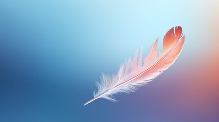  a close up of a pink and blue background with a white feather on the tip of it's tail.