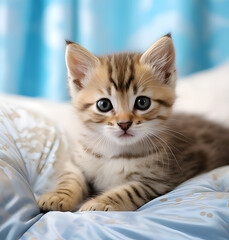 Naklejka premium cat on the bed ai generative