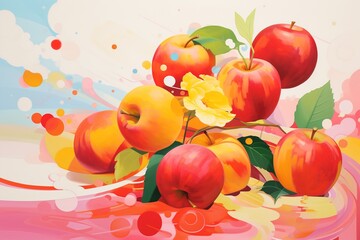 Obraz na płótnie Canvas Apple peach bundle expressive painted design