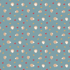 Cute Hedgehog Seamless Pattern, Cartoon animal background vector Illustration