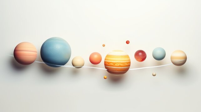  an image of a solar system with all the planets on a line with the sun in the middle of the solar system.